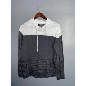 Men’s Broken Threads Gray Black White Long Sleeve Hoodie Lightweight Small.